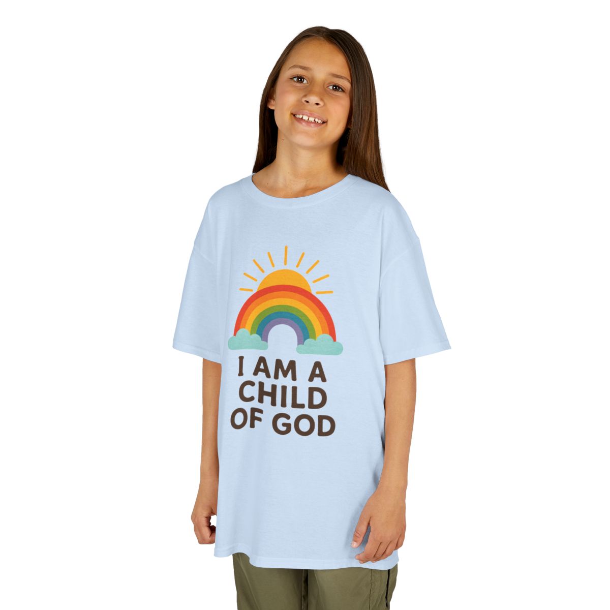 Color: Light Blue | I Am A Child of God Kids Tee