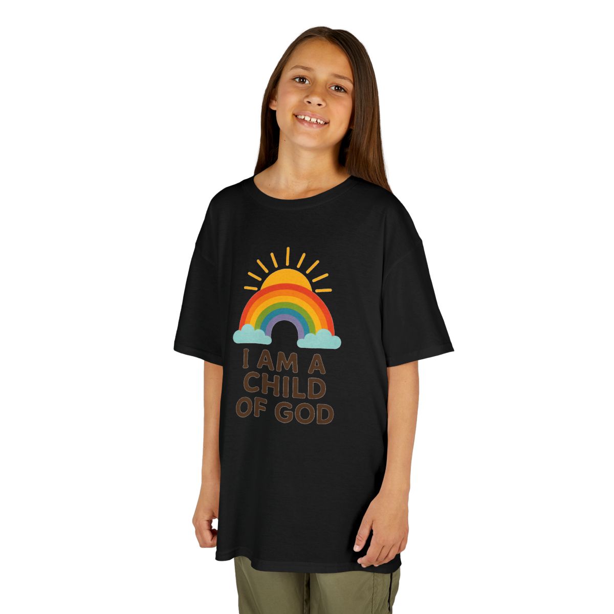 Color: Black | I Am A Child of God Kids Tee