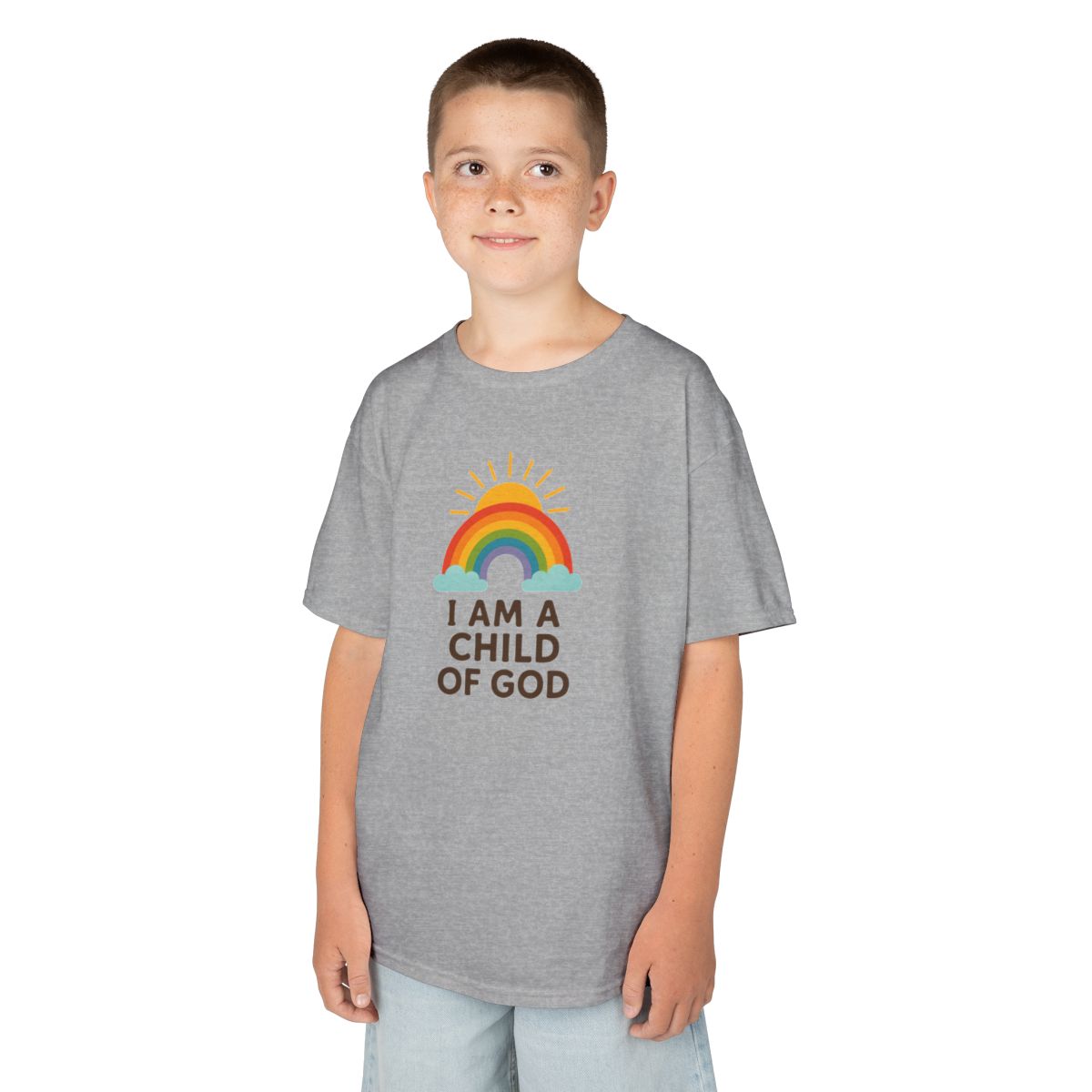 Color: Sport Grey | I Am A Child of God Kids Tee
