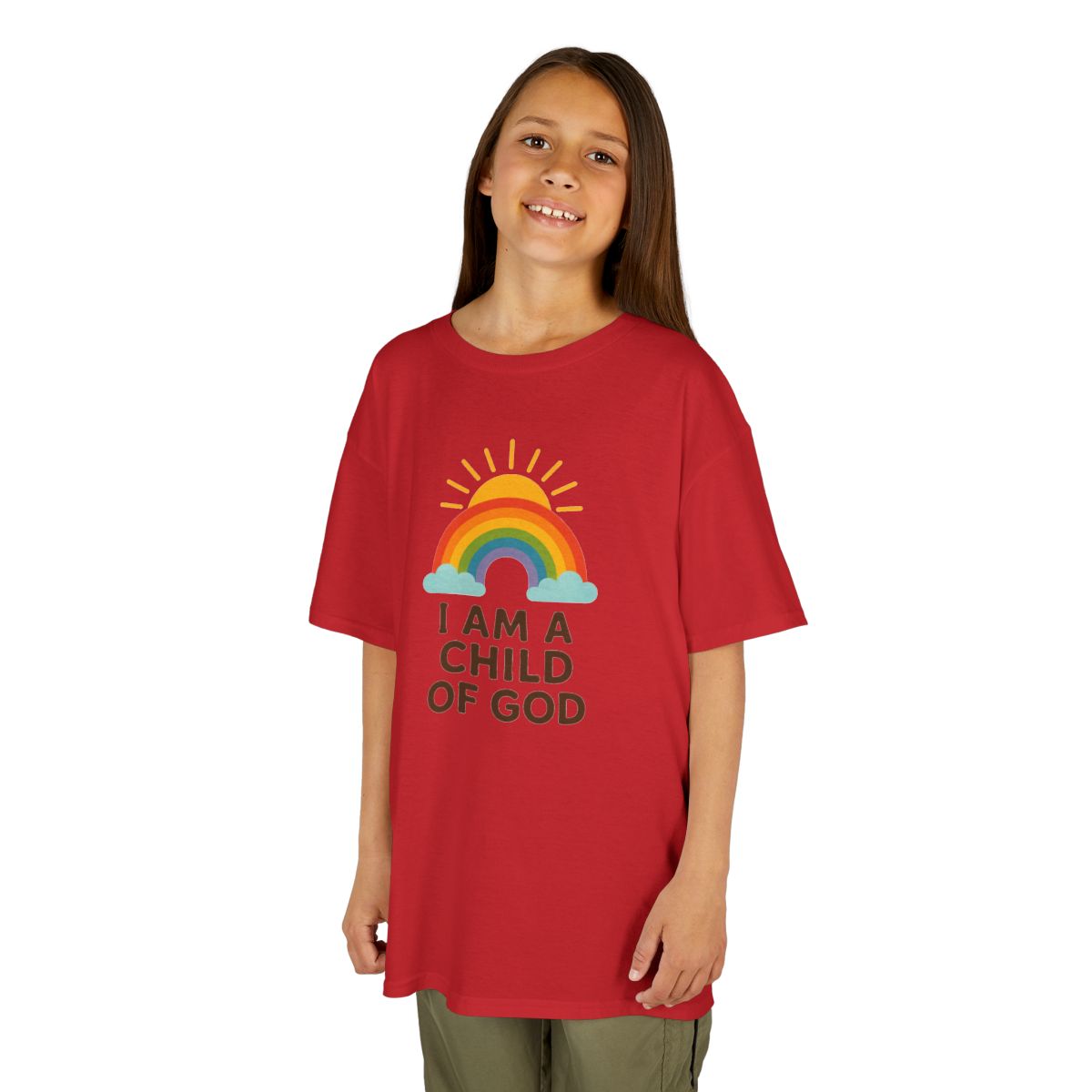Color: Red | I Am A Child of God Kids Tee