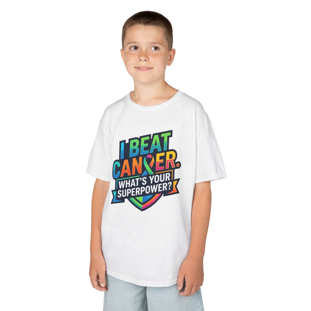 Color: White | I Beat Cancer - What is Your Superpower Kids Tee