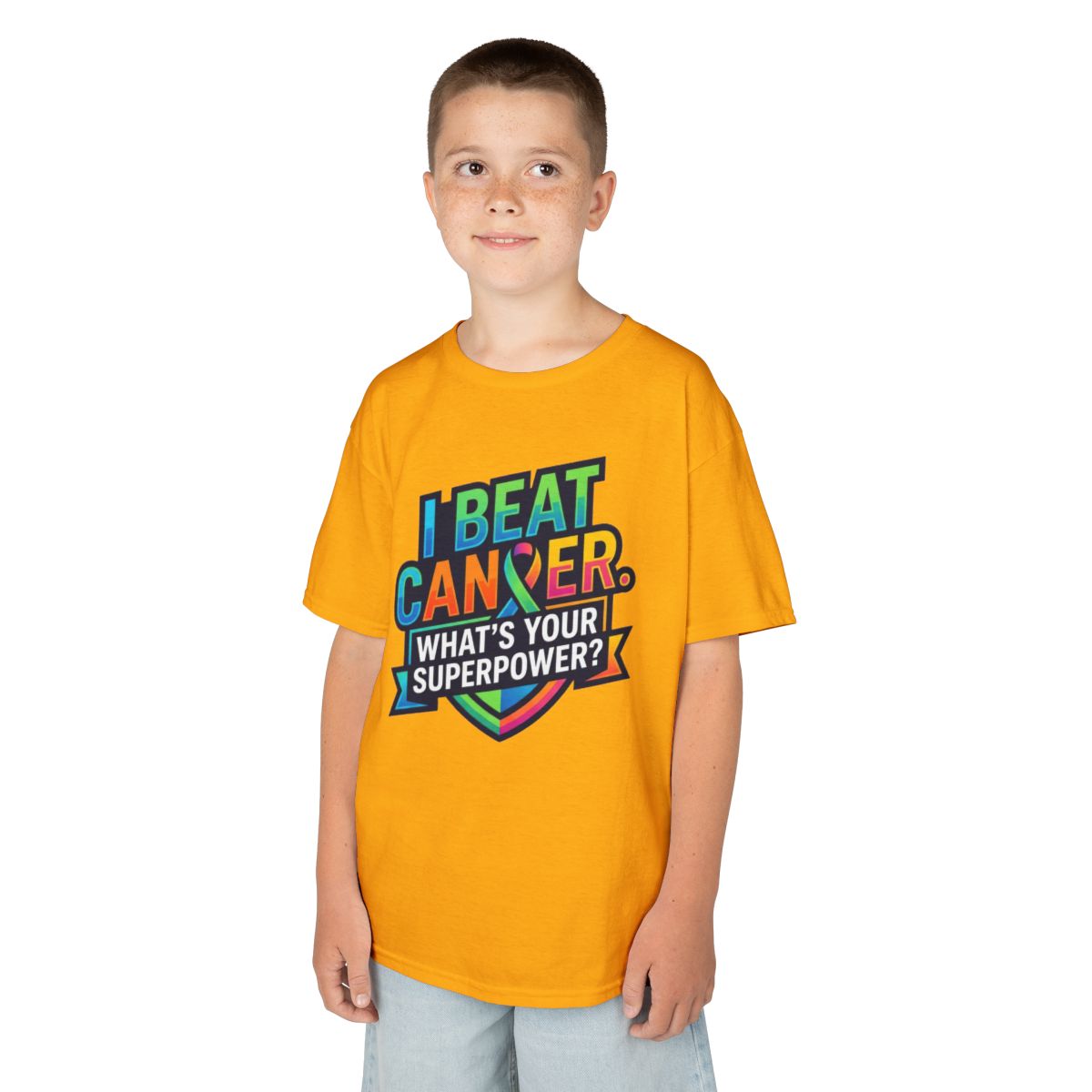 Color: Gold | I Beat Cancer - What is Your Superpower Kids Tee