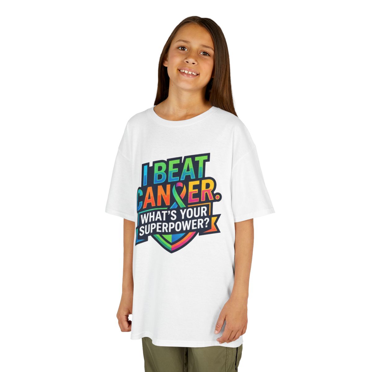 Color: White | I Beat Cancer - What is Your Superpower Kids Tee