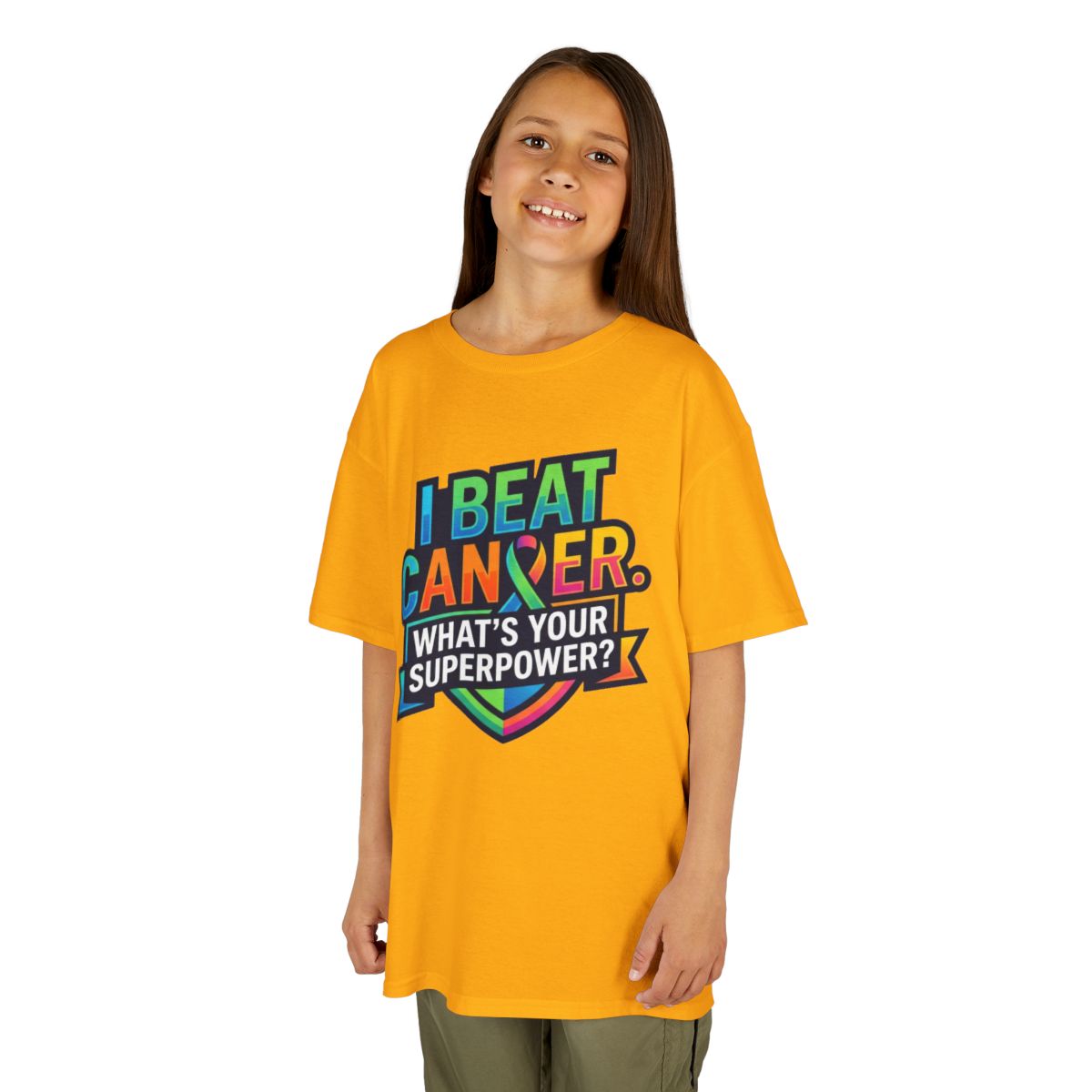 Color: Gold | I Beat Cancer - What is Your Superpower Kids Tee