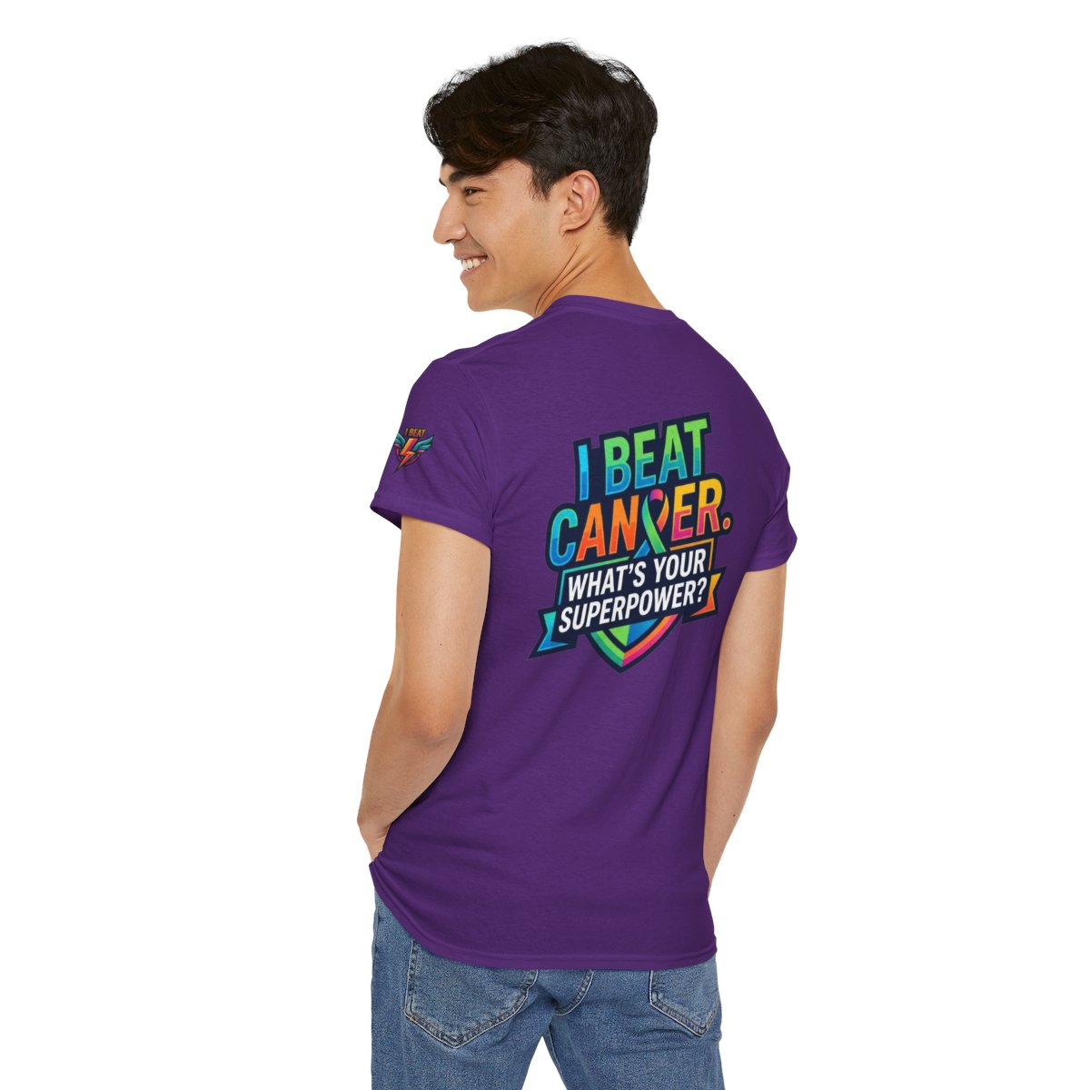 Color: Purple | I Beat Cancer - What is Your Superpower Premium Graphic Tee