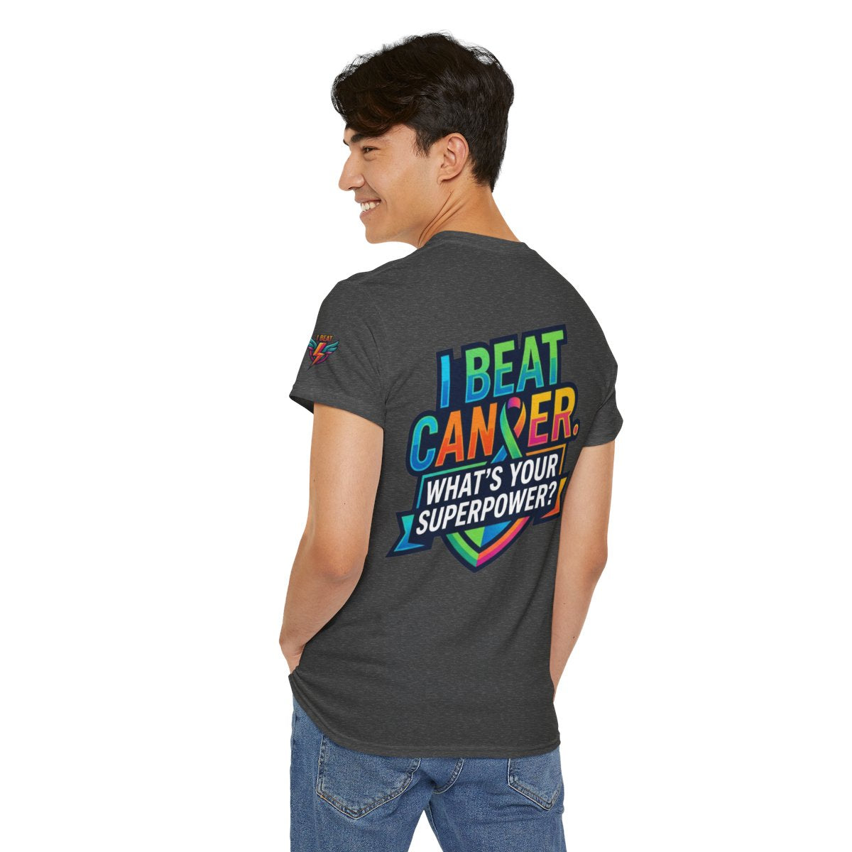 Color: Dark Heather | I Beat Cancer - What is Your Superpower Premium Graphic Tee