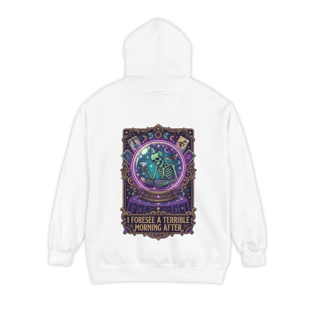 Color: White | I Foresee A Terrible Morning After Garment-Dyed Hoodie