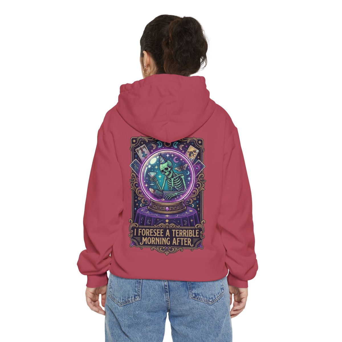 Color: Crimson | I Foresee A Terrible Morning After Garment-Dyed Hoodie