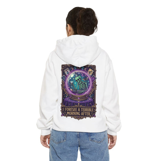 Color: White | I Foresee A Terrible Morning After Garment-Dyed Hoodie