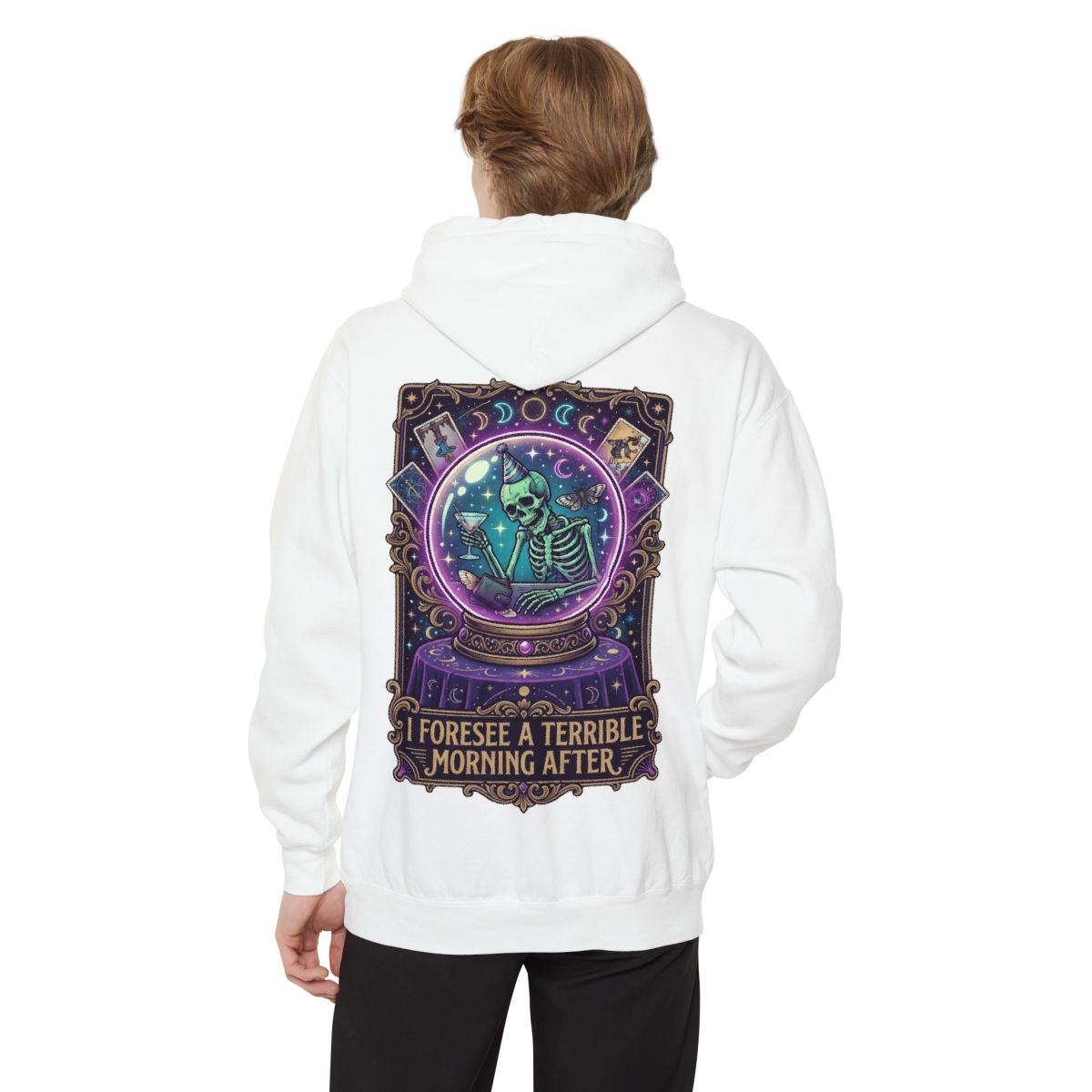Color: White | I Foresee A Terrible Morning After Garment-Dyed Hoodie