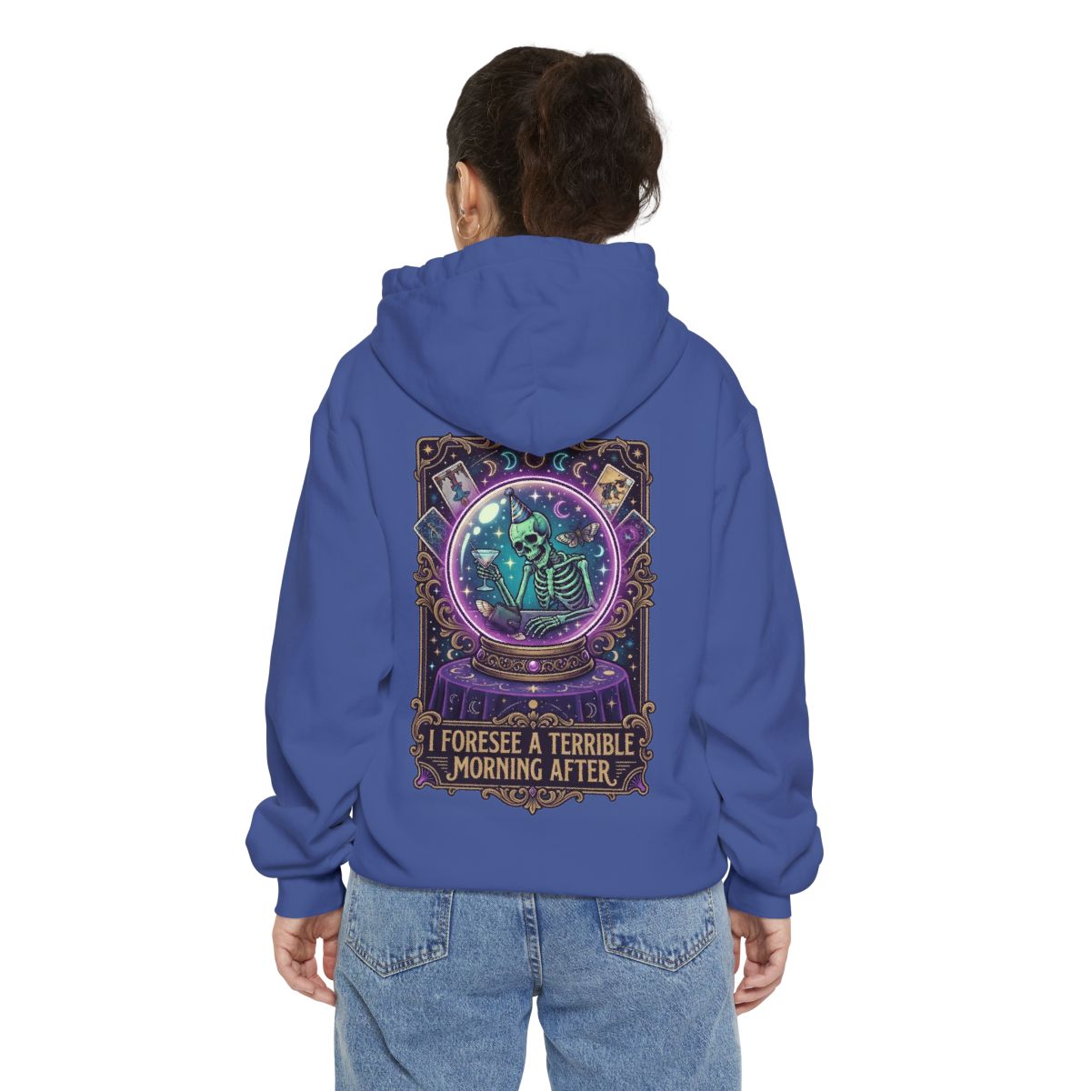 Color: Flo Blue | I Foresee A Terrible Morning After Garment-Dyed Hoodie