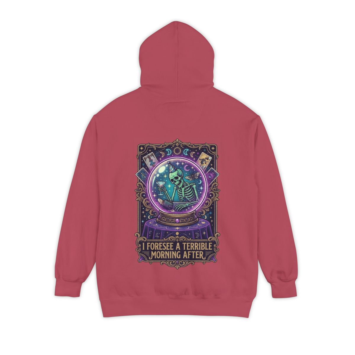 Color: Crimson | I Foresee A Terrible Morning After Garment-Dyed Hoodie