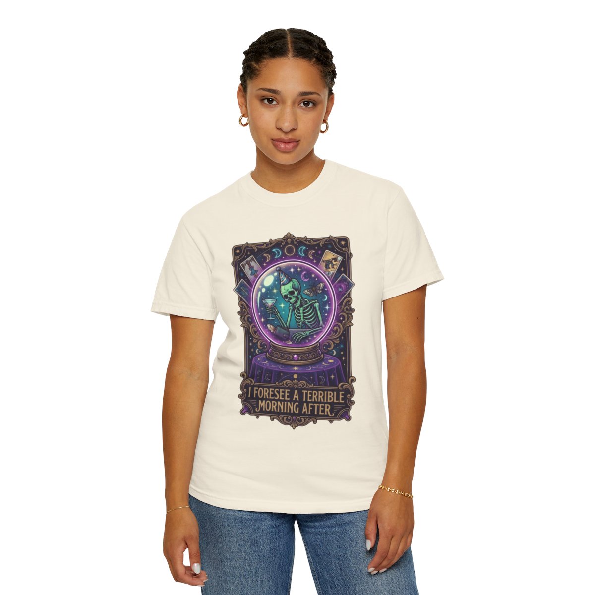 Color: Ivory | I Foresee A Terrible Morning After Unisex Garment-Dyed Tee