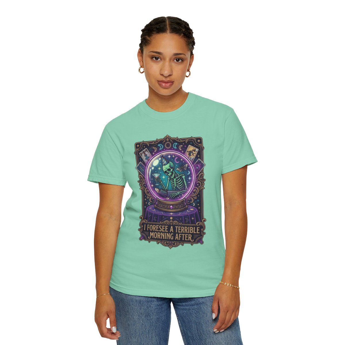 Color: Island Reef | I Foresee A Terrible Morning After Unisex Garment-Dyed Tee