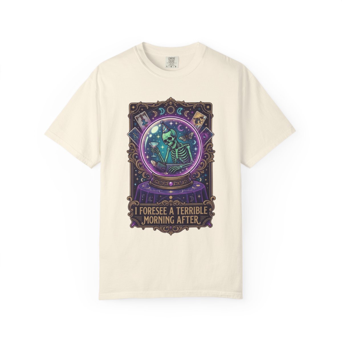 Color: Ivory | I Foresee A Terrible Morning After Unisex Garment-Dyed Tee
