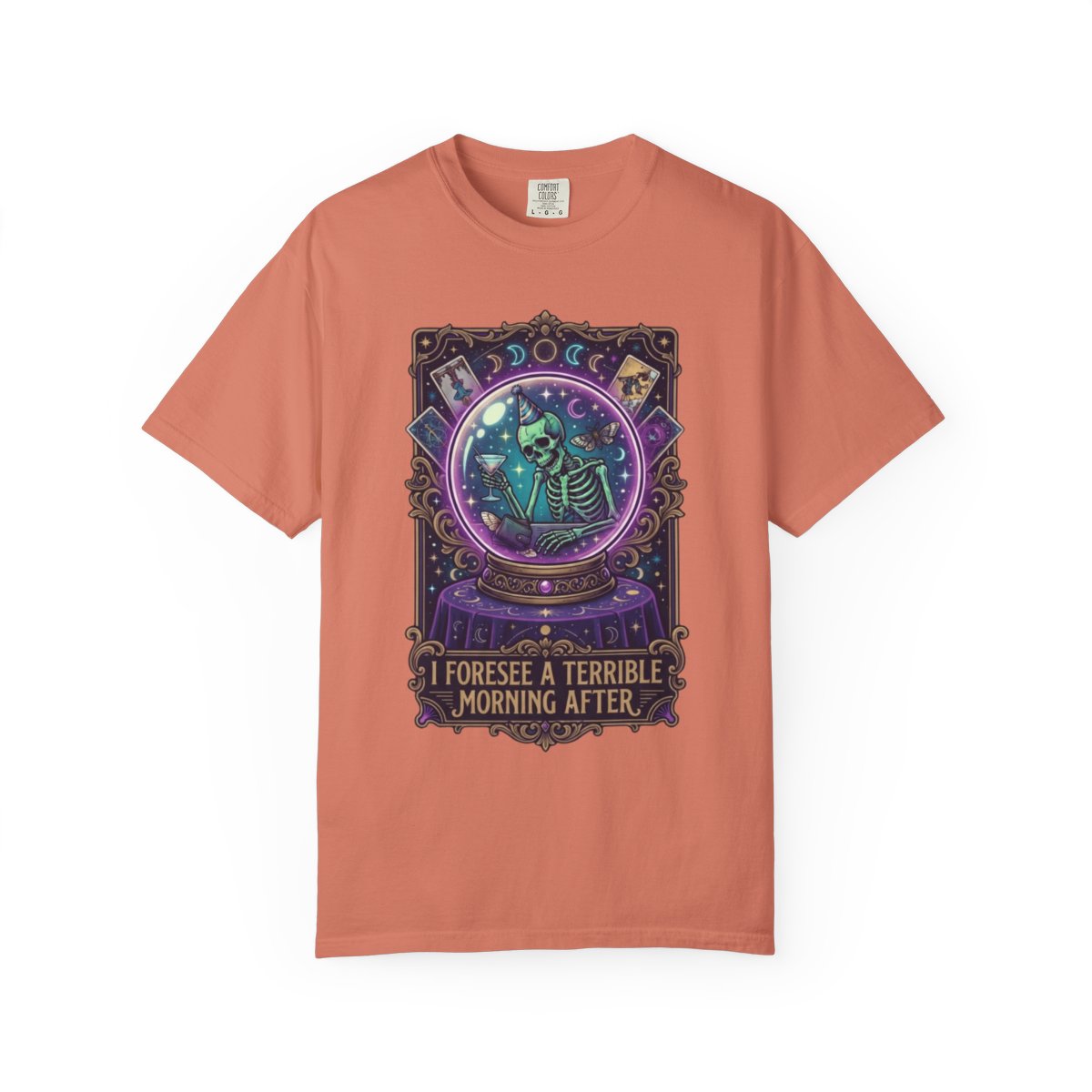 Color: Terracotta | I Foresee A Terrible Morning After Unisex Garment-Dyed Tee