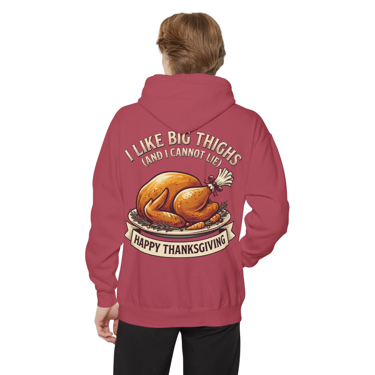 Color: Crimson | I Like Big Thighs Garment-Dyed Hoodie