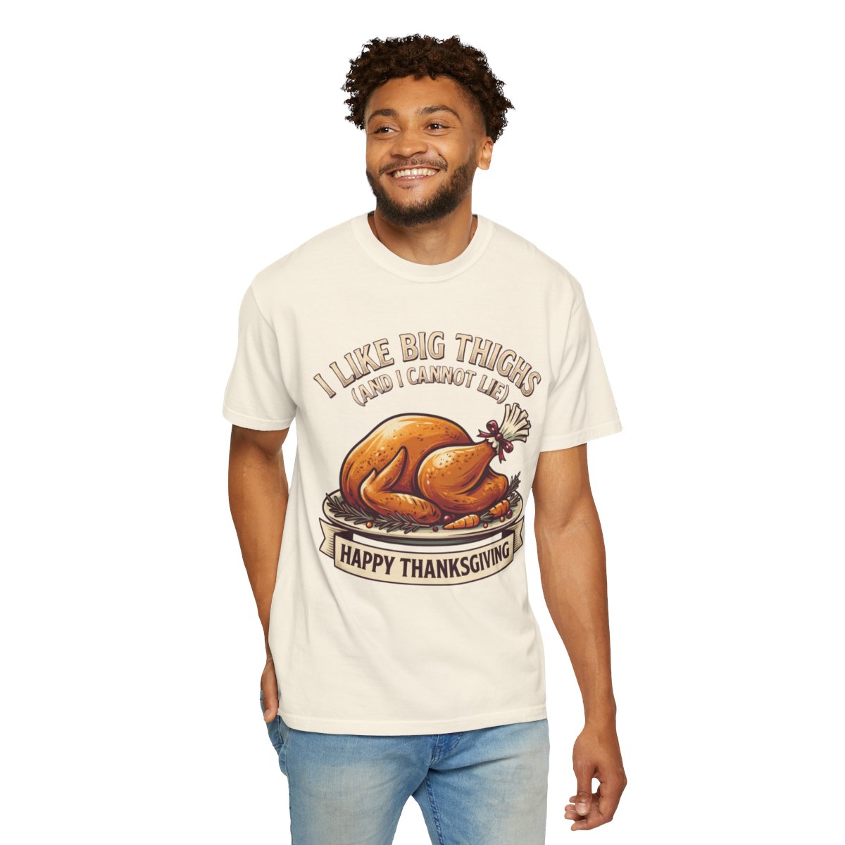 Color: Ivory | I Like Big Thighs Unisex Garment-Dyed Tee