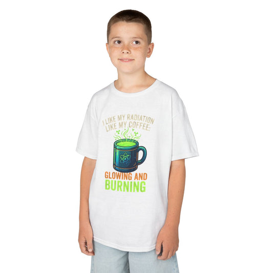 Color: White | I Like My Radiation Like My Coffee Kids Tee