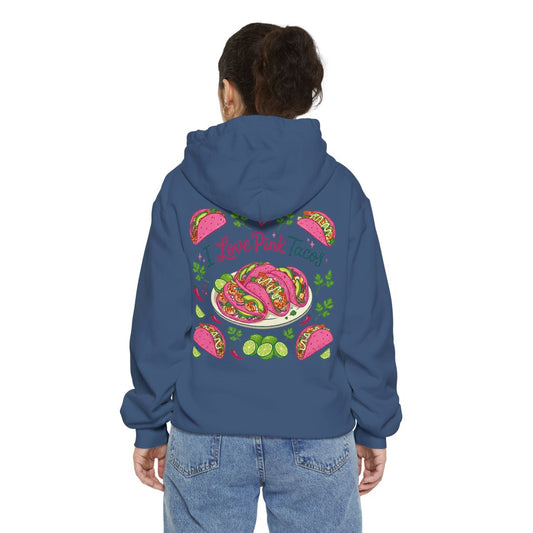 Color: True Navy | I Love Pink Tacos Garment-Dyed Hoodie