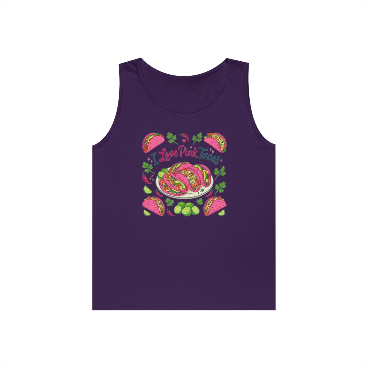 Color: Purple | I Love Pink Tacos Tank Top