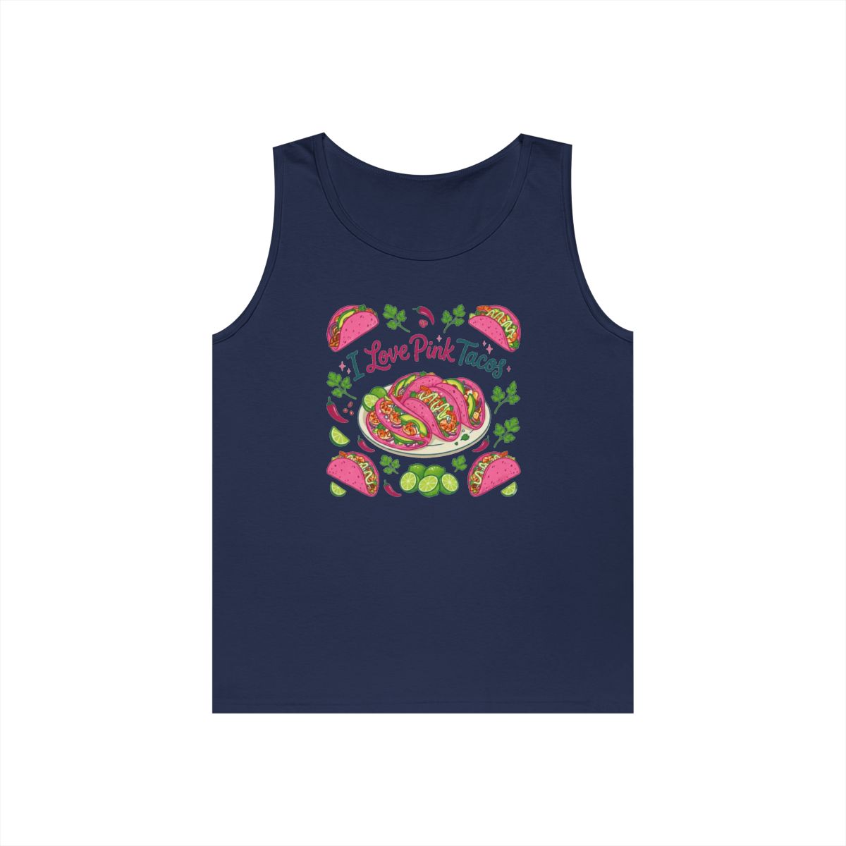 Color: Navy | I Love Pink Tacos Tank Top