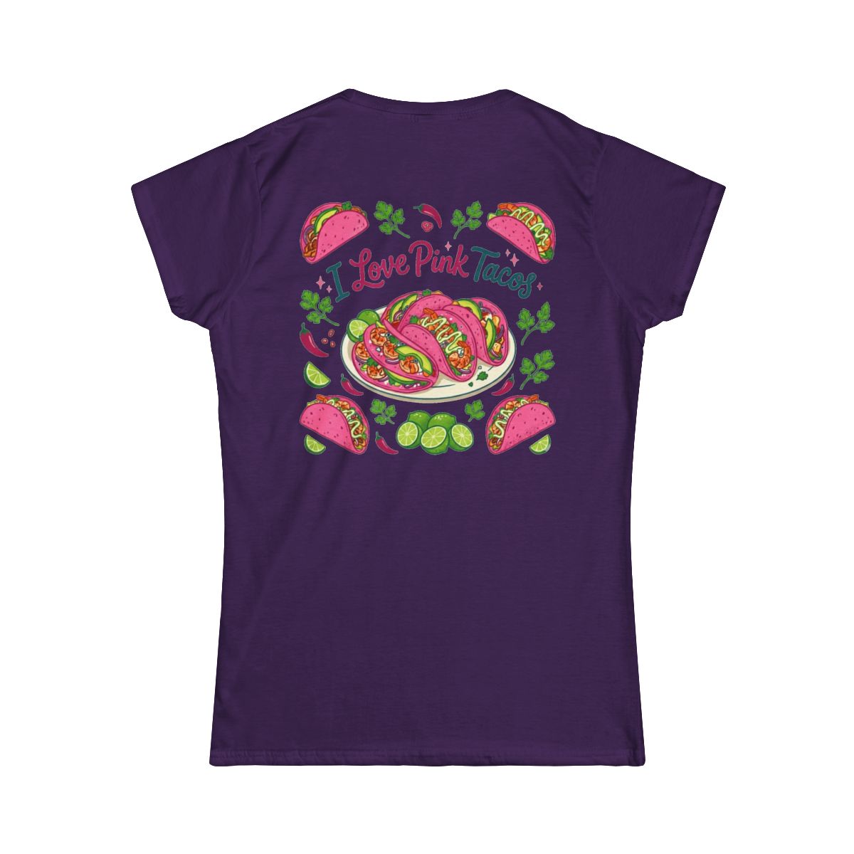 Color: Purple | I Love Pink Tacos Women's Tee