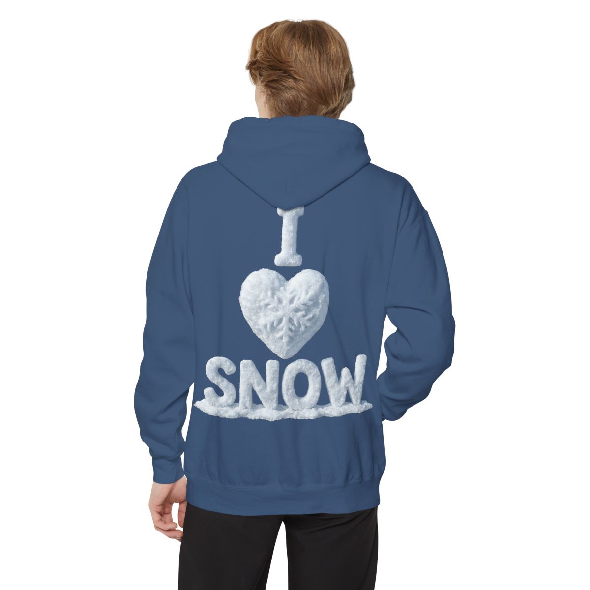 Color: True Navy | I Love Snow Garment-Dyed Hoodie