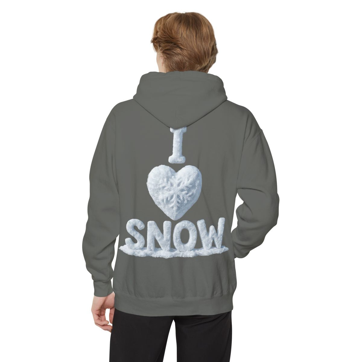 Color: Grey | I Love Snow Garment-Dyed Hoodie