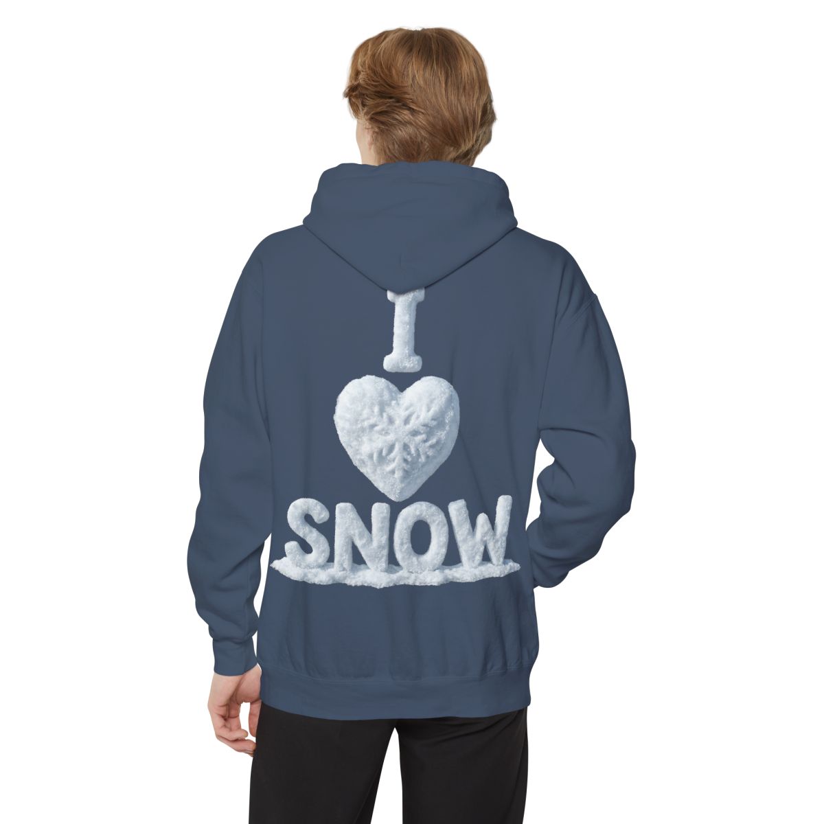 Color: Denim | I Love Snow Garment-Dyed Hoodie
