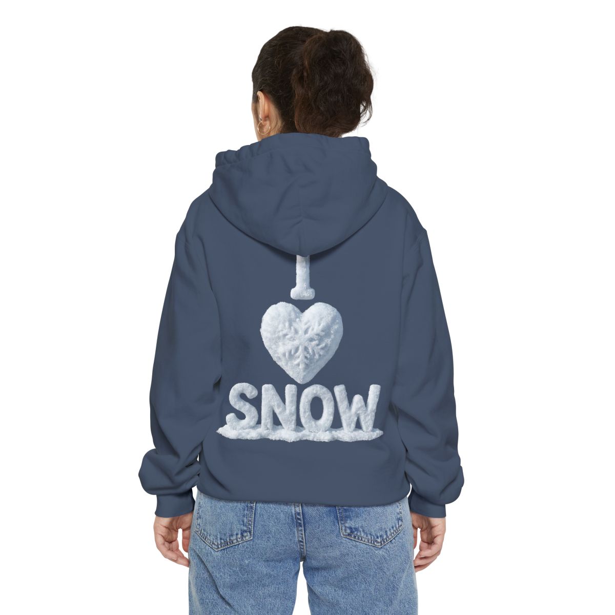 Color: Denim | I Love Snow Garment-Dyed Hoodie