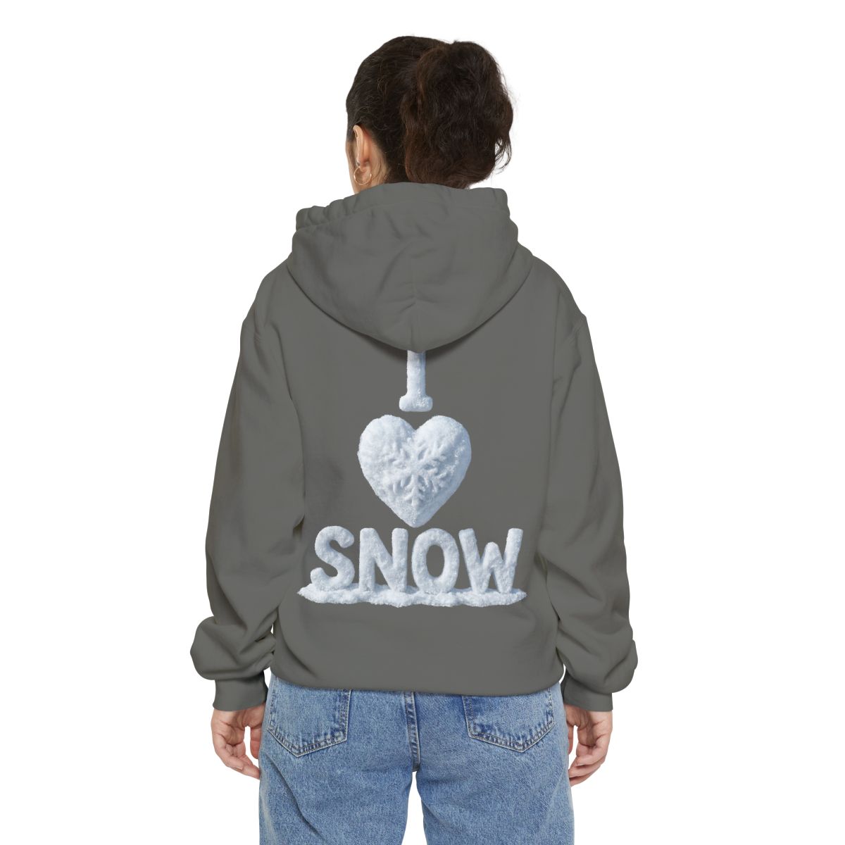 Color: Grey | I Love Snow Garment-Dyed Hoodie