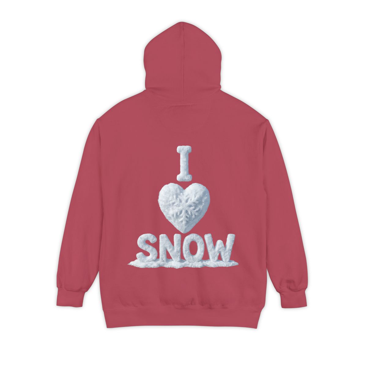 Color: Crimson | I Love Snow Garment-Dyed Hoodie