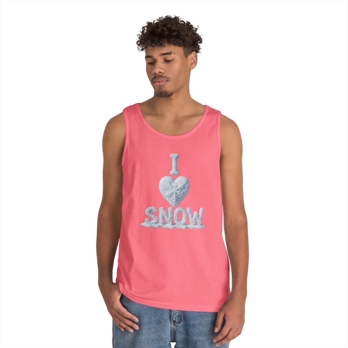 Color: Safety Pink | I Love Snow Tank Top