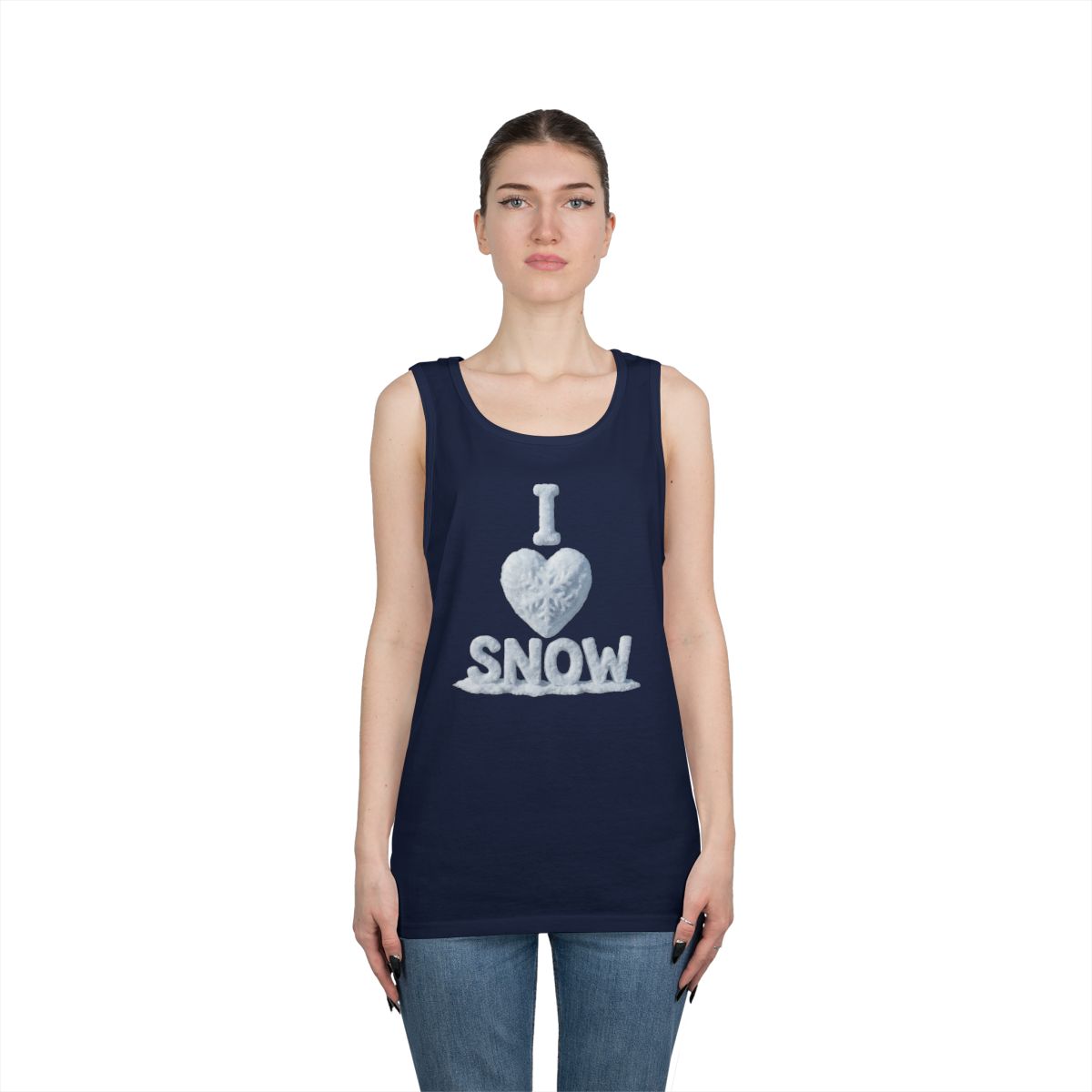 Color: Navy | I Love Snow Tank Top