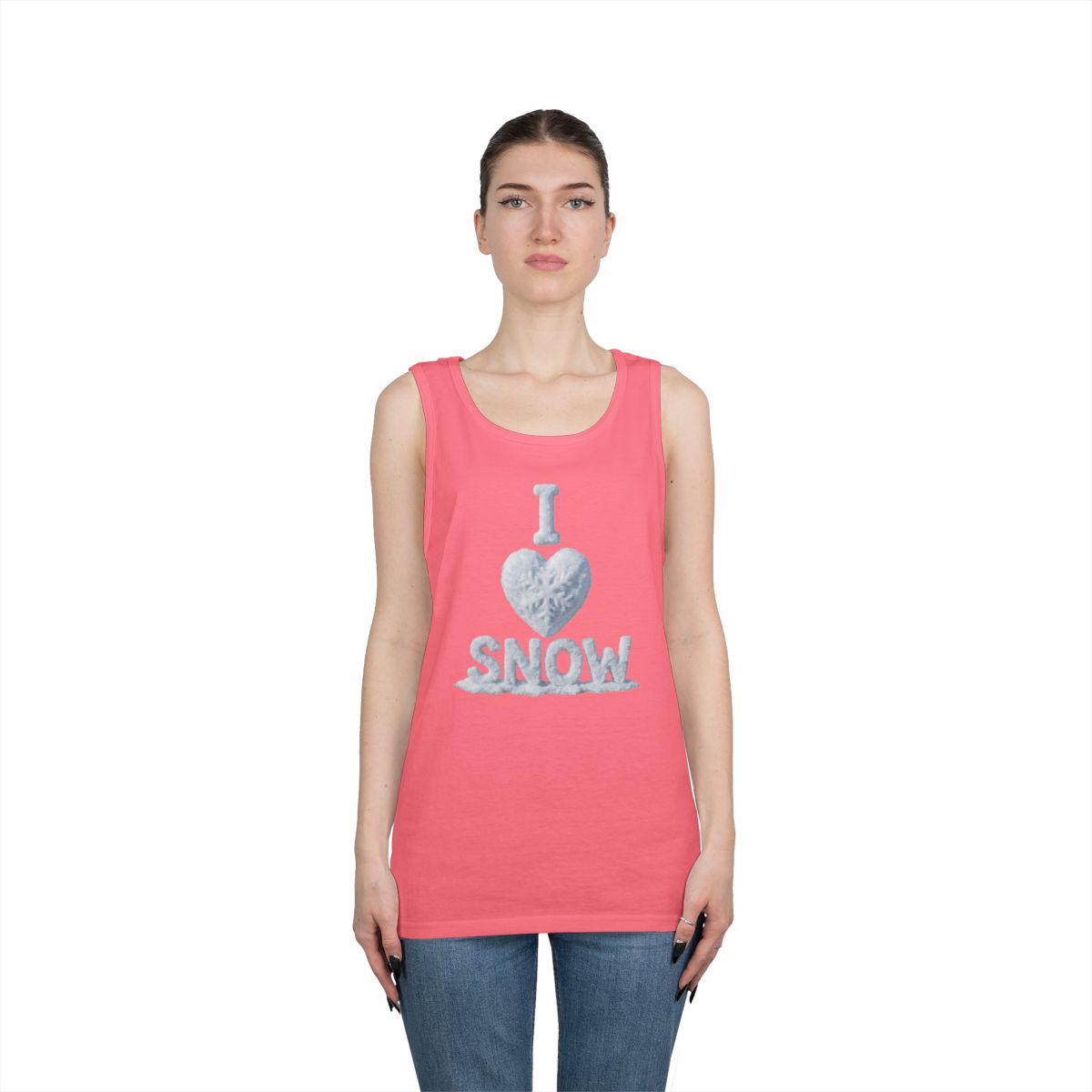 Color: Safety Pink | I Love Snow Tank Top