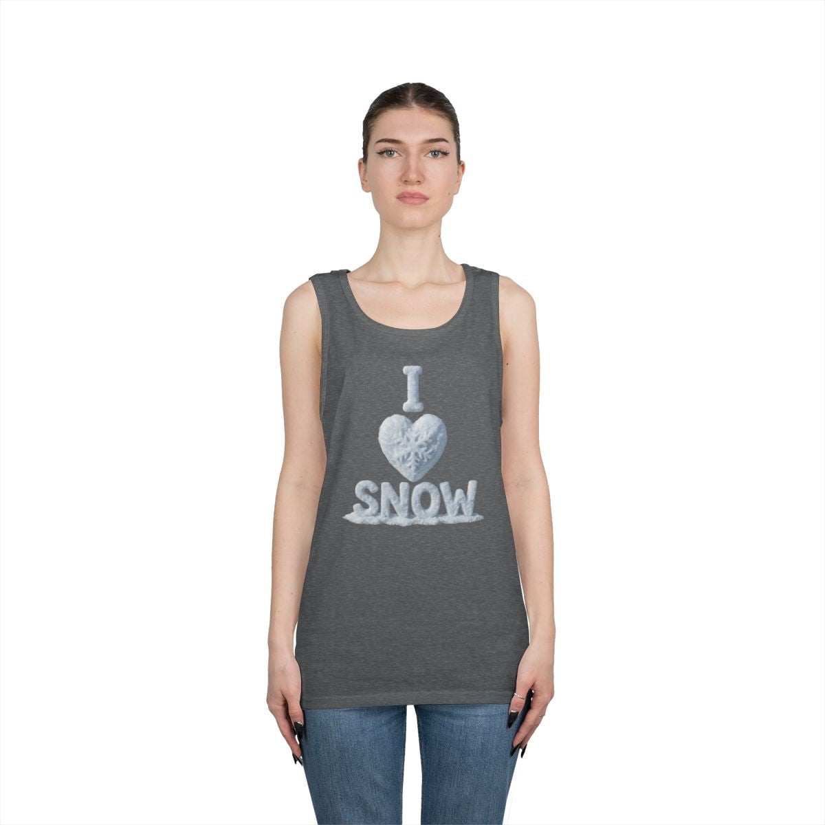 Color: Graphite Heather | I Love Snow Tank Top