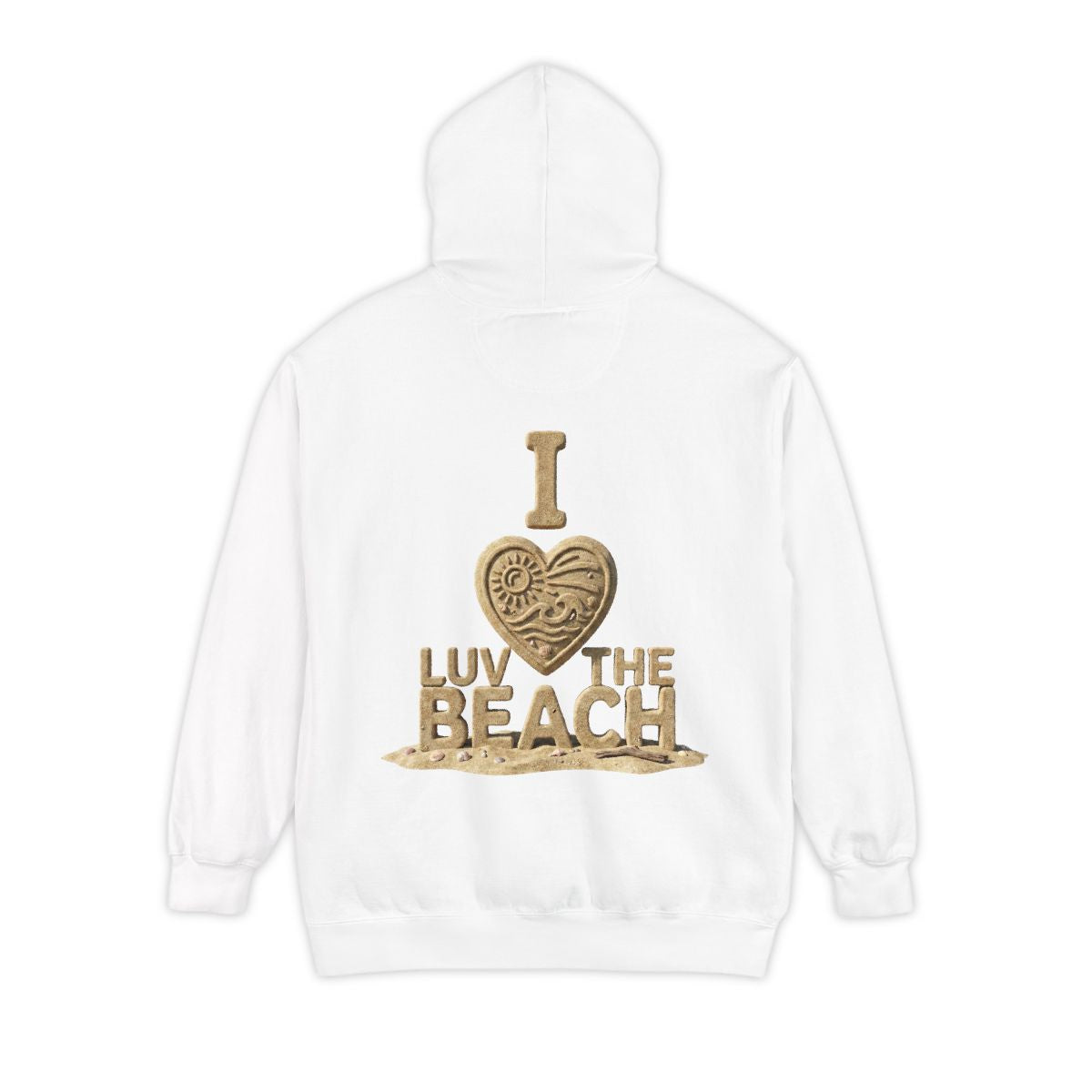 Color: White | I Luv The Beach Garment-Dyed Hoodie