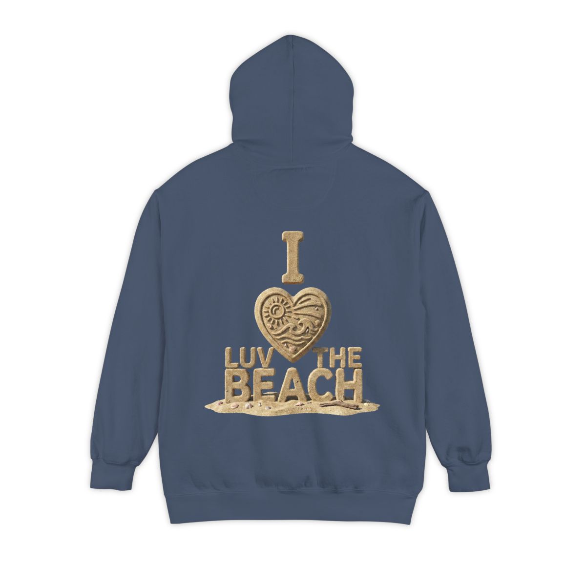Color: Denim | I Luv The Beach Garment-Dyed Hoodie