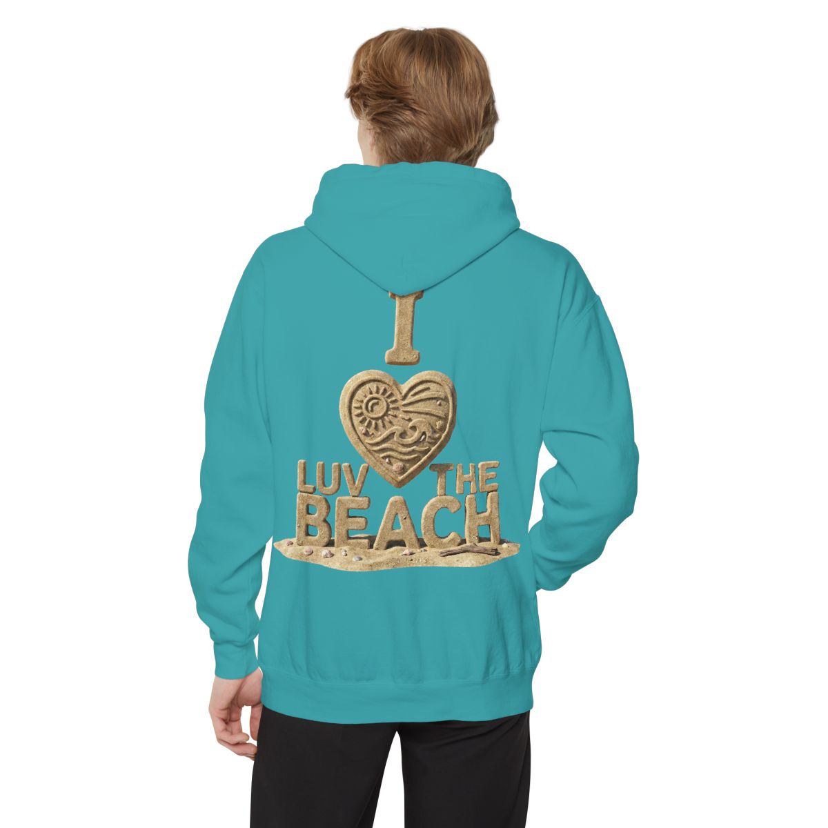 Color: Seafoam | I Luv The Beach Garment-Dyed Hoodie