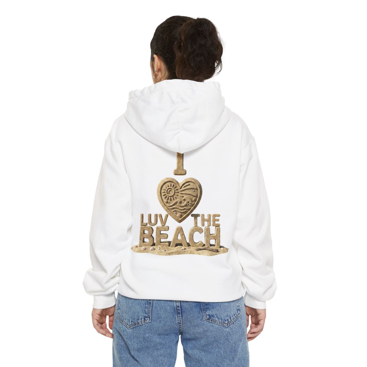 Color: White | I Luv The Beach Garment-Dyed Hoodie