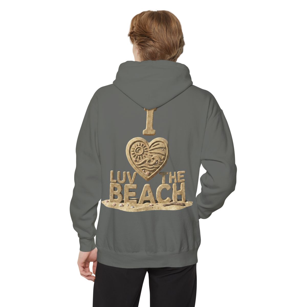 Color: Grey | I Luv The Beach Garment-Dyed Hoodie