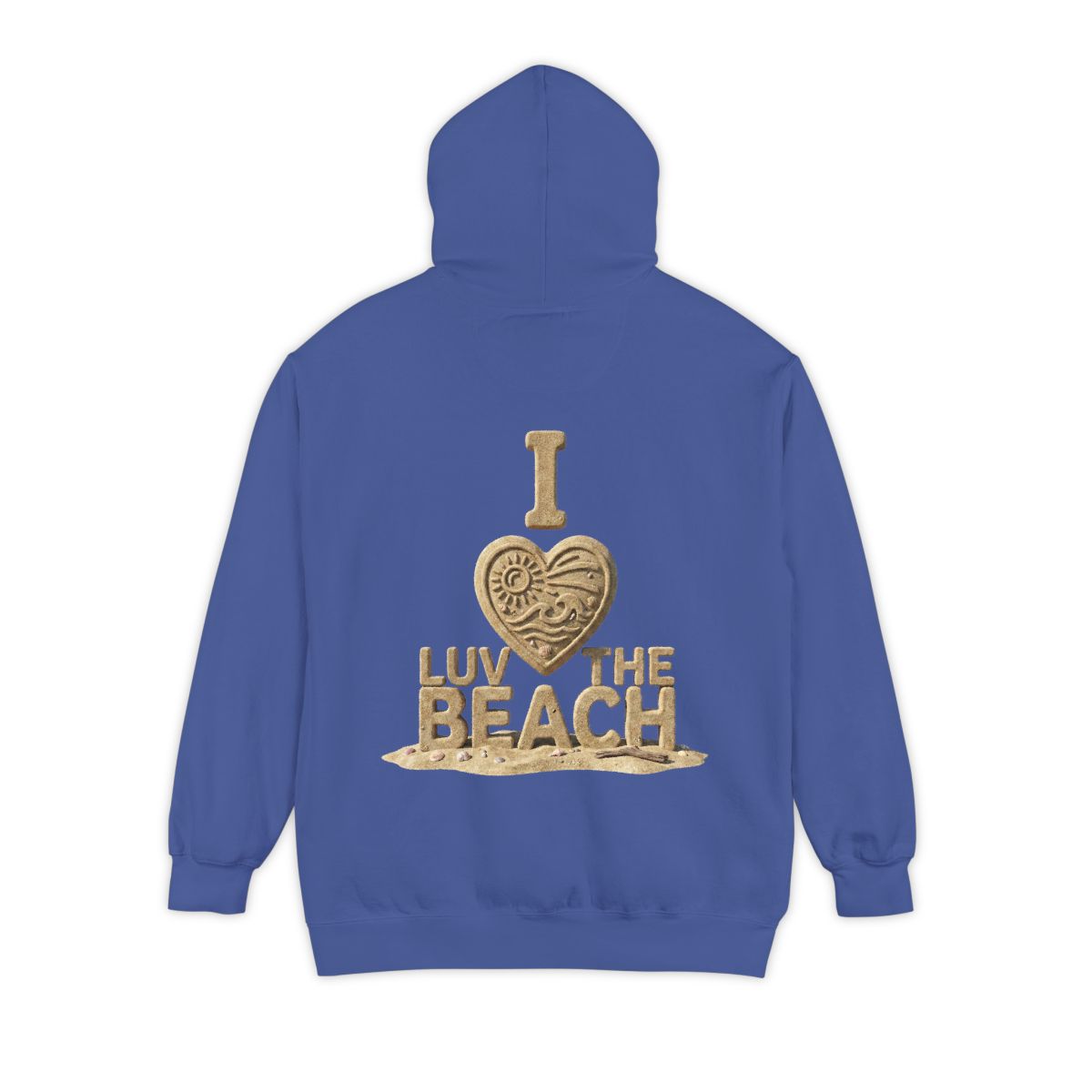 Color: Flo Blue | I Luv The Beach Garment-Dyed Hoodie