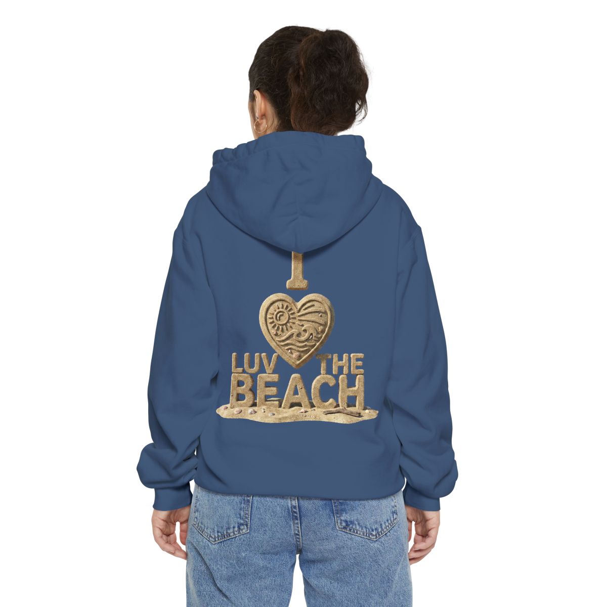 Color: True Navy | I Luv The Beach Garment-Dyed Hoodie