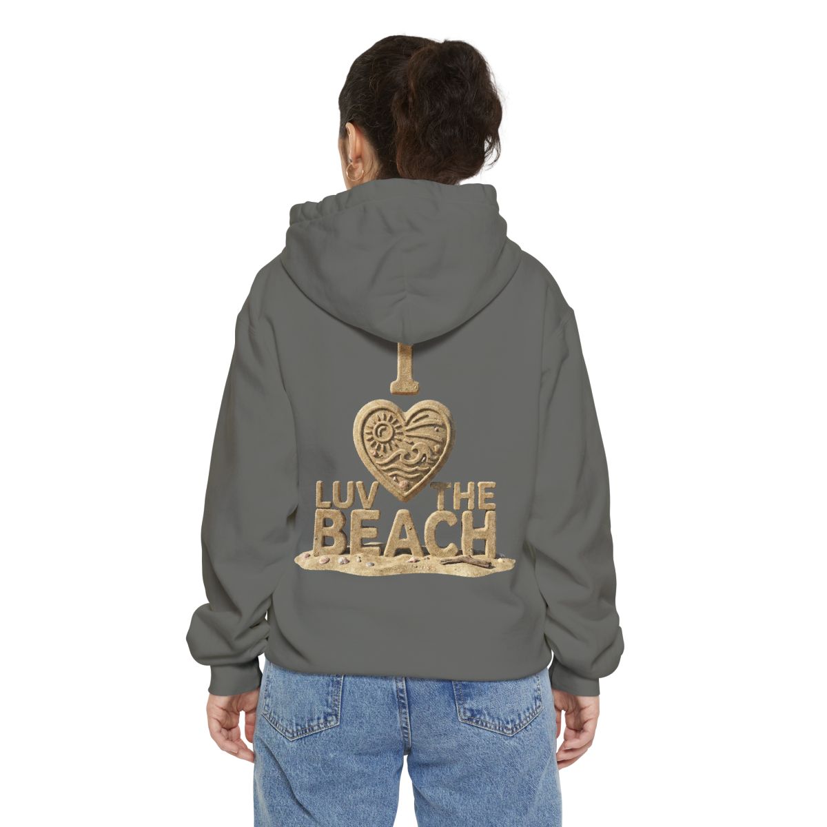 Color: Grey | I Luv The Beach Garment-Dyed Hoodie