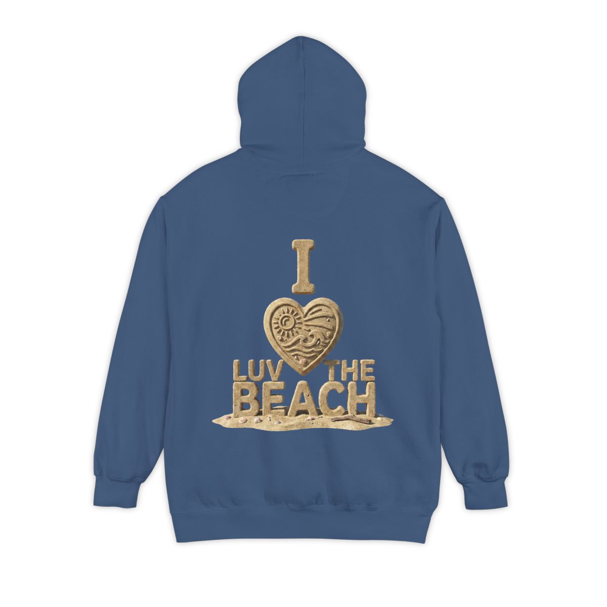 Color: True Navy | I Luv The Beach Garment-Dyed Hoodie