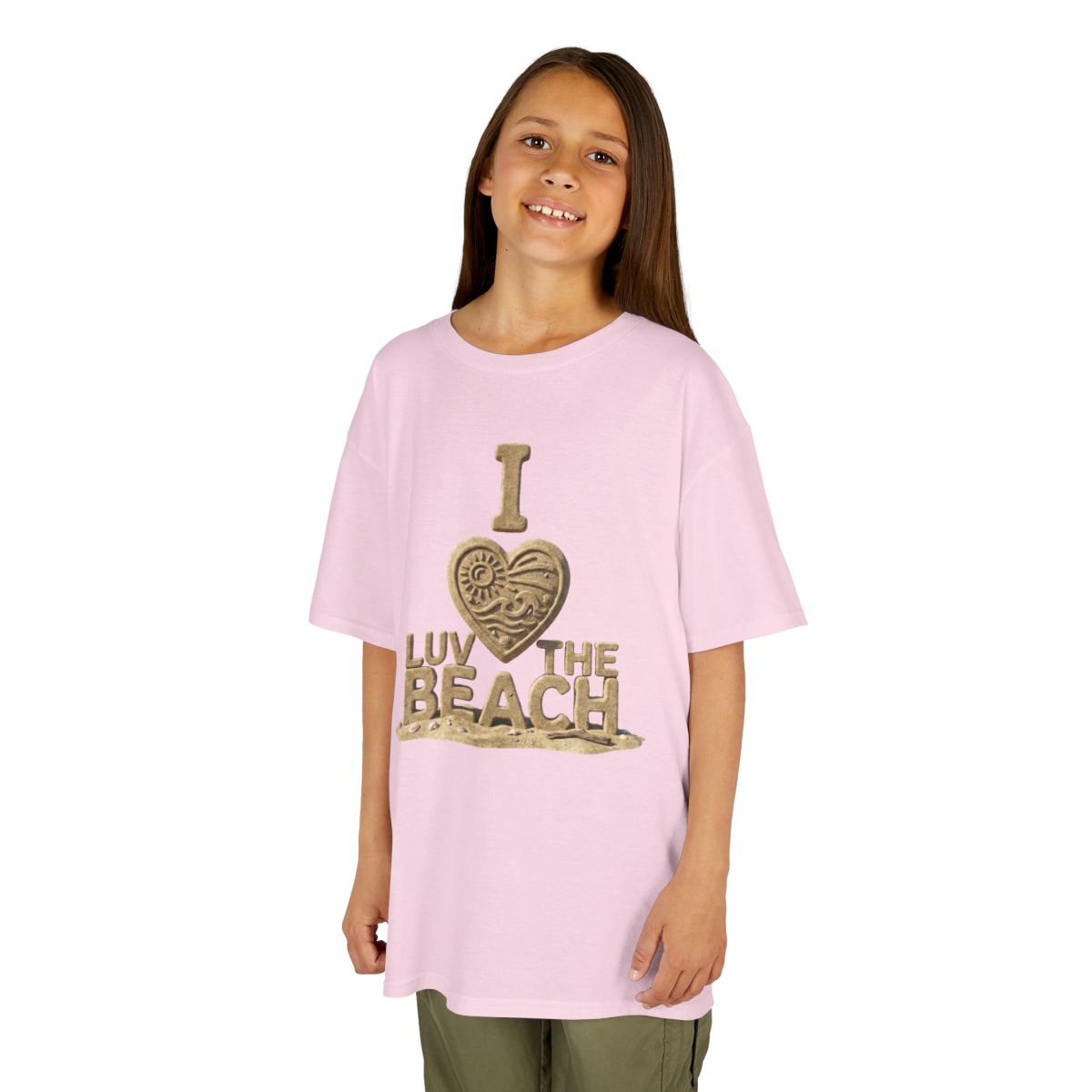 Color: Light Pink | I Luv The Beach Kids Tee