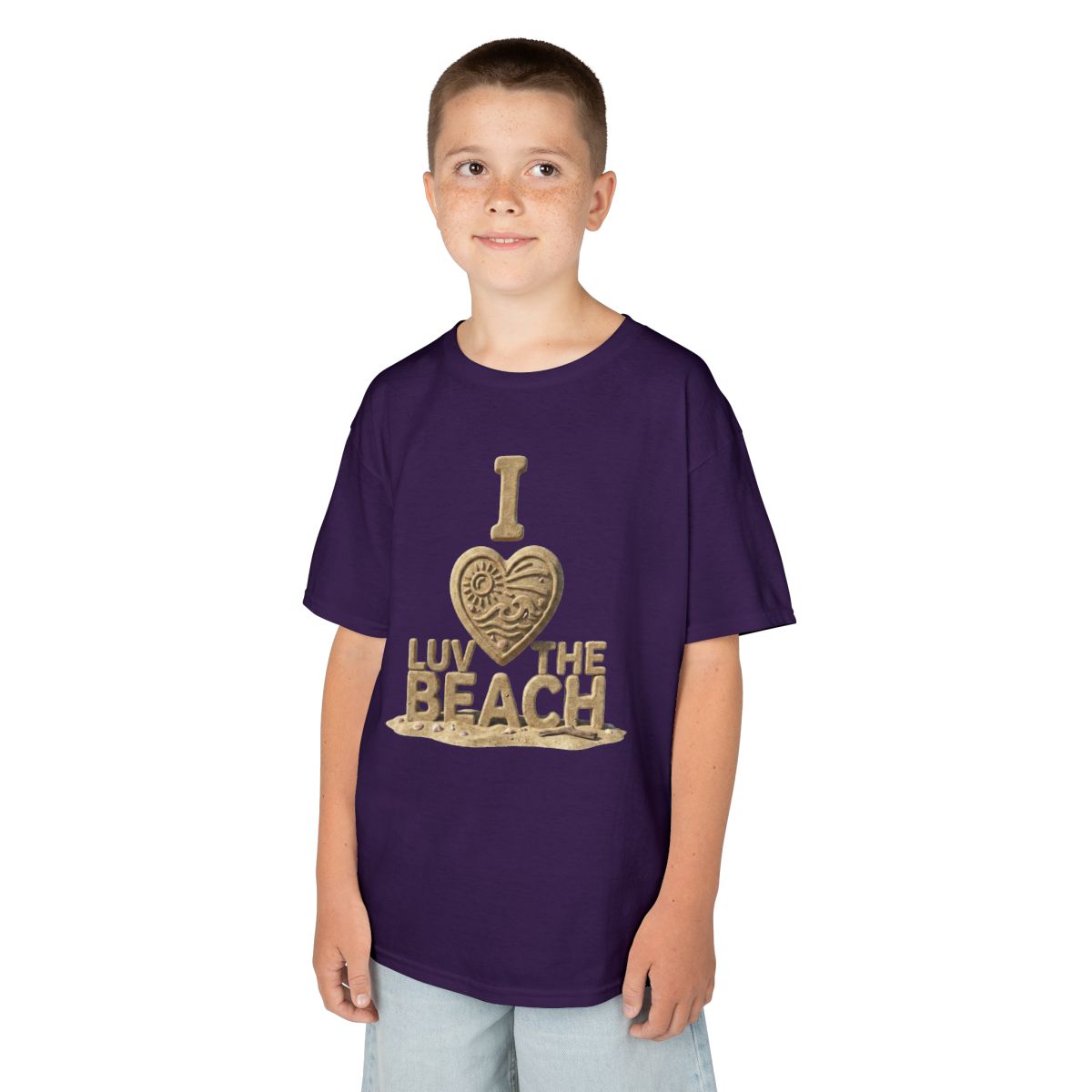 Color: Purple | I Luv The Beach Kids Tee