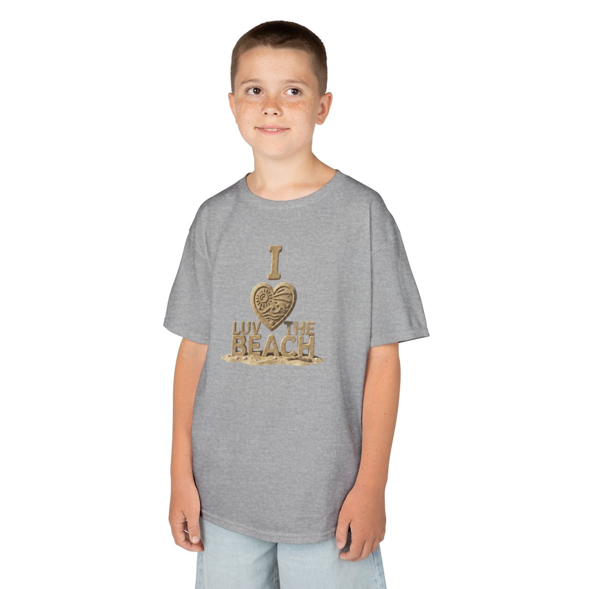 Color: Sport Grey | I Luv The Beach Kids Tee