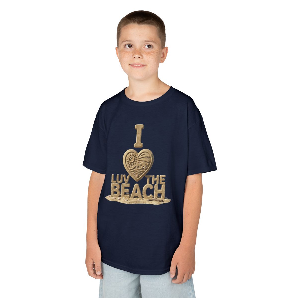 Color: Navy | I Luv The Beach Kids Tee